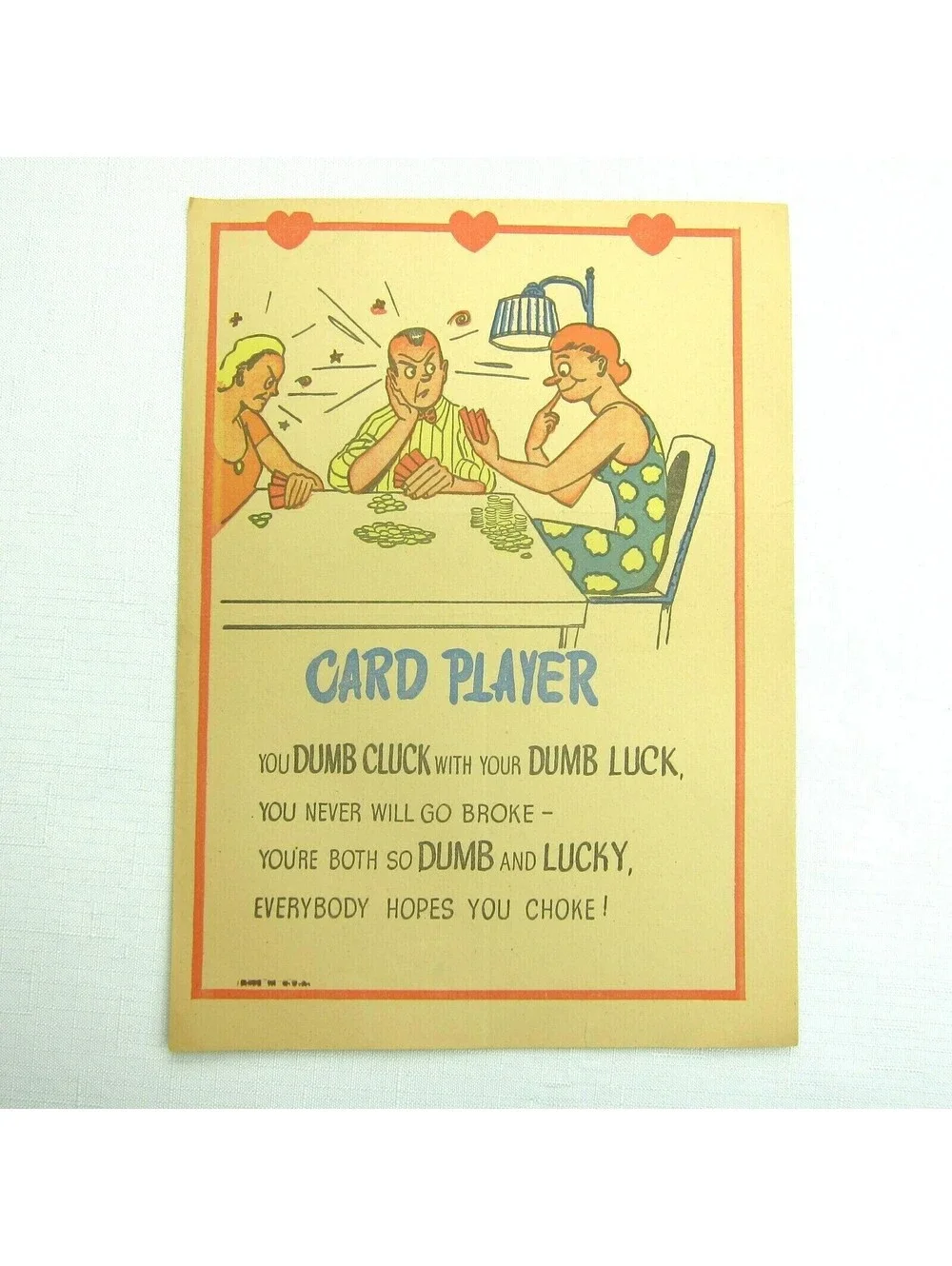 Vintage Vinegar Valentine Card Player Penny Dreadful Sarcasm Insult Ephemera